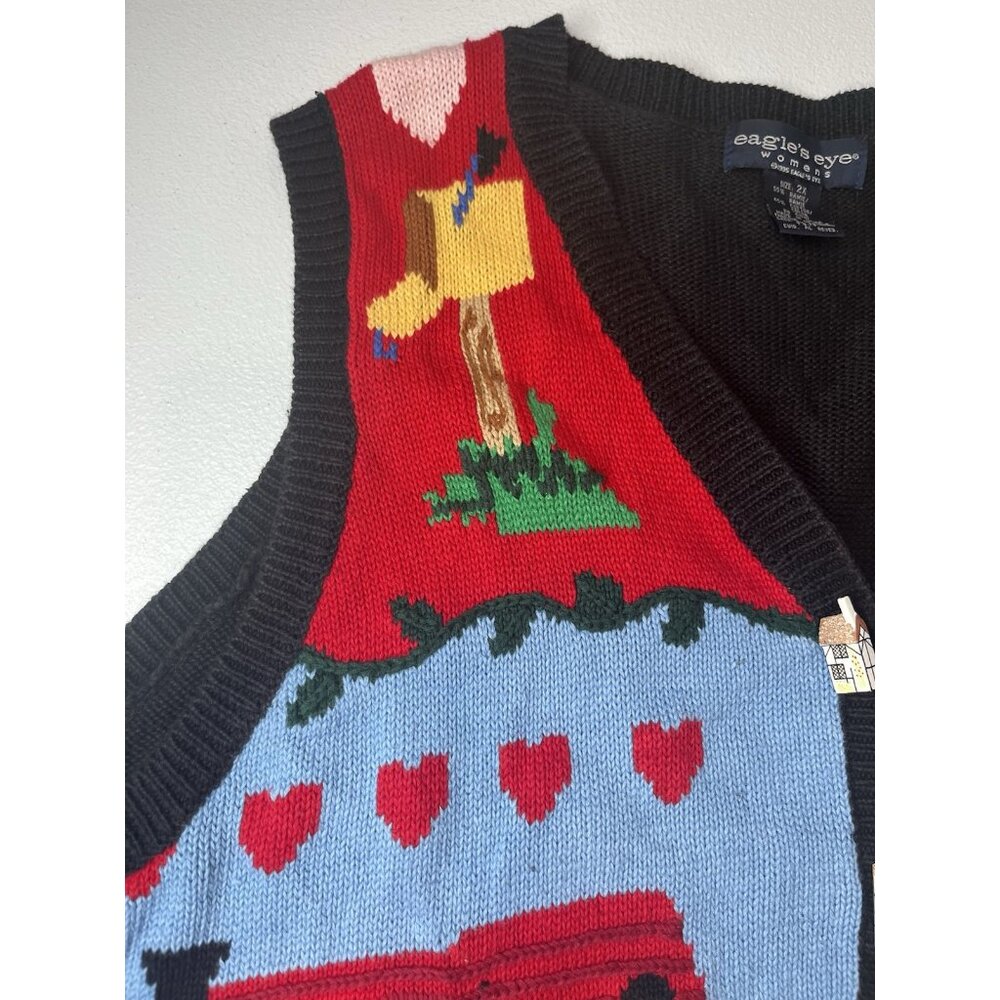 Vtg‎ Eagles Eye Sweater Vest Home Sweet Home Size 2x - Picture 7 of 14